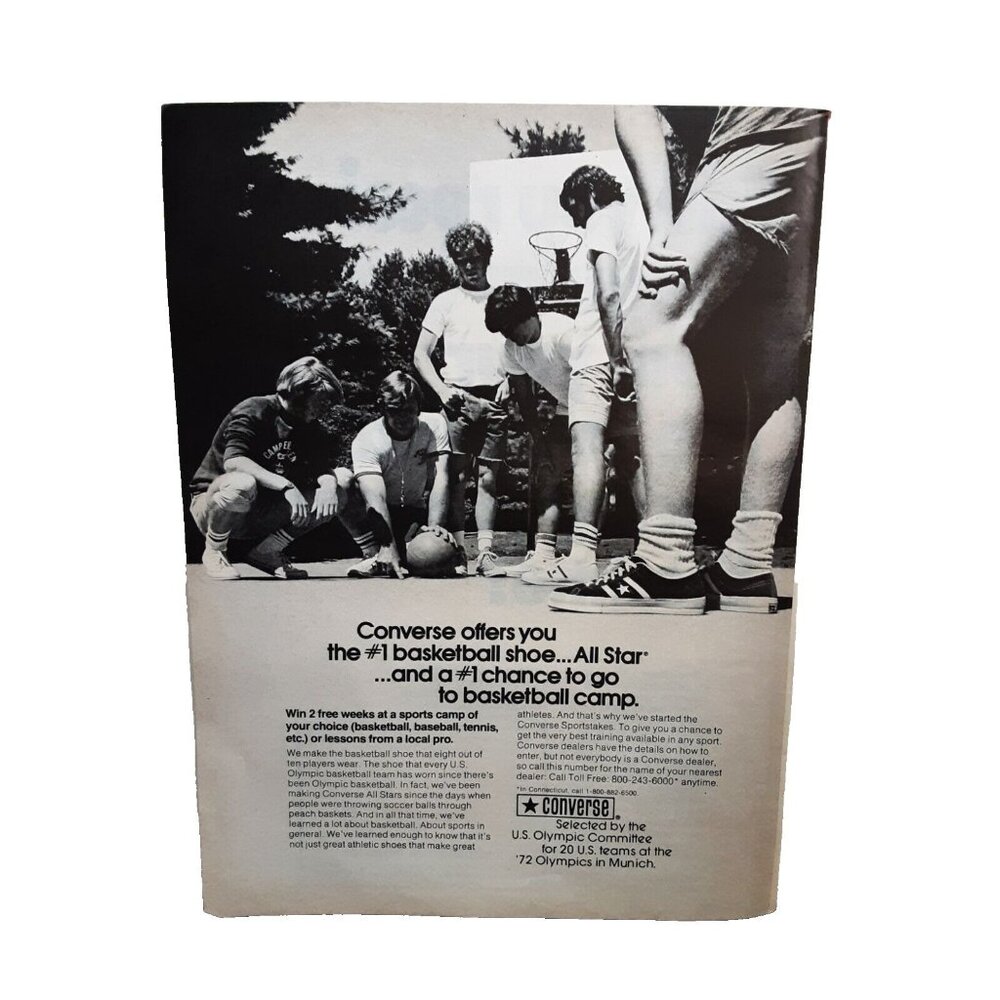 1972 Converse Basketball Shoes Original Print Ad vintage 70s